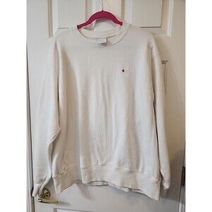 Vintage Champion Sweatshirt Mens Sz XL White Reverse Weave Crew Neck Sweater